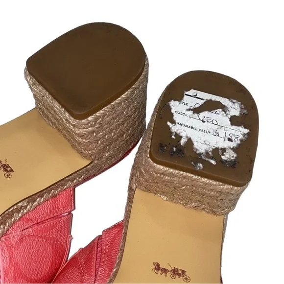 Coach Pink/Red Espadrille Sandals, Size 6 - Picture 12 of 17